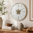 Wall Clock - Round - Small - White and Gold - Metal
