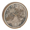 Europe Map Wall Clock - Round - Gold - Wood