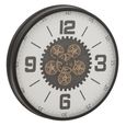 Hollow Gears Wall Clock - Round - Black and White - Wood