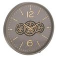 Hollow Gears Wall Clock - Round - Grey and Gold - Wood
