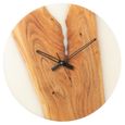 Modern Wall Clock - Round - Natural and White - Acacia Wood
