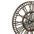 Roman Numerals Visible Mecanism Wall Clock - Round - Antique Grey - Metal