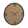 Wall Clock - Round - Black and Brown - Wood