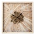 Wall Clock - Square - Large - Light Beige - Wood