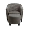 Derby Armchair - Grey Faux Leather with Footstool