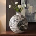 Delisha Vase - Round - Black and White - Metal