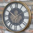 Wall Clock - with Cogs - Round - Gold - Metal