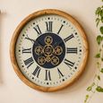 Wall Clock - with Cogs - Round - Wood and Metal