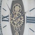 Wall Clock - with Cogs - Natural and Black - Wood and Metal