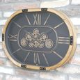Wall Clock - with Cogs - Oval - Natural and Black - Wood and Metal