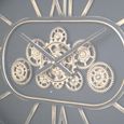 Wall Clock - with Cogs - Oval - Natural and Black - Wood and Metal