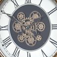 Wall Clock - with Cogs - Round - Antique Gold - Metal