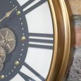 Wall Clock - with Cogs - Round - Gold - Metal