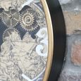 Wall Clock - with Cogs - Round - Gold and Black - Metal