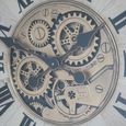 Wall Clock - with Cogs - Round - White Distressed - Wood and Metal