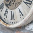 Wall Clock - with Cogs - Round - White Distressed - Wood and Metal