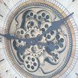 Wall Clock - with Cogs - Round - White Distressed - Wood and Metal - 70cm