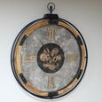 Wall Clock - with Cogs - Round - Wood and Marble Effect