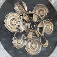 Wall Clock - with Cogs - Round - Wood and Marble Effect