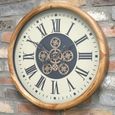 Wall Clock - with Cogs - Round - Wood and Metal