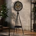 Industrial Clock - Tripod Leg - Round - Black - Metal