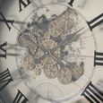 Industrial Wall Clock - with Cogs - Round - Antique Brass and White - Metal