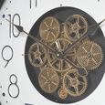Industrial Wall Clock - with Cogs - Round - Black - Wood and Metal