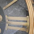 Wall Clock - with Cogs - Round - Gold and Black - Wood and Marble Effect