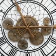 Wall Clock - with Cogs - Round - White and Black - Metal