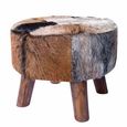 Frankfort Brown Goat Skin Large Round Pouffe thumbnail 2