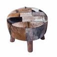Frankfort Brown Goat Skin Large Round Pouffe thumbnail 4