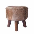 Frankfort Brown Goat Skin Small Round Pouffe thumbnail 2