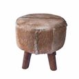 Frankfort Brown Goat Skin Small Round Pouffe thumbnail 3
