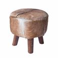 Frankfort Brown Goat Skin Small Round Pouffe thumbnail 4