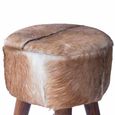 Frankfort Brown Goat Skin Small Round Pouffe thumbnail 5