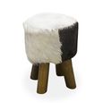 Frankfort Round Stool Brown and White Goat Skin thumbnail 2