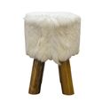 Frankfort Round Stool Brown and White Goat Skin thumbnail 3