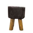 Frankfort Round Stool Brown and White Goat Skin thumbnail 4