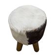 Frankfort Round Stool Brown and White Goat Skin thumbnail 5