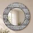 Allentown Monochrome Chevron Inlay Print Round Wall Mirror thumbnail