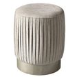 Smart Italian Beige Fabric Round Pouffe thumbnail 2
