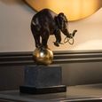 Elephant at Play Black and Gold Metal Sculpture thumbnail 2