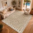 Freud Brown High Pile Checkered FEU2326 Rug - Sizes Available thumbnail 2