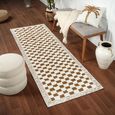 Freud Brown High Pile Checkered FEU2326 Runner - 80cm x 220cm thumbnail 2