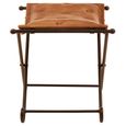 Buffalo Folding Stool - Brown - Leather with Iron