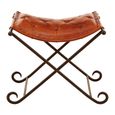 Buffalo Folding Stool - Tan - Leather with Metal