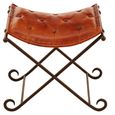 Buffalo Folding Stool - Tan - Leather with Metal