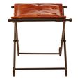 Buffalo Folding Stool - Tan - Leather with Metal