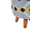 Cefena Footstool - Round - Blue Fabric