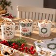 Set of 6 Christmas Spirit Ceramic Mugs White Decor thumbnail